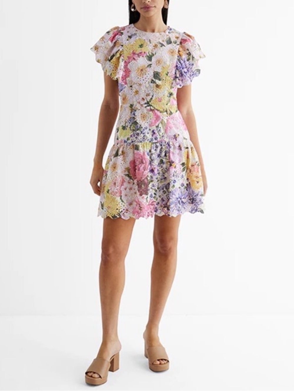 Express Floral Eyelet Dress